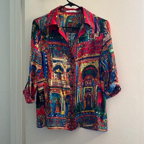 Alice + Olivia blouse 100% silk size M - Picture 1 of 4